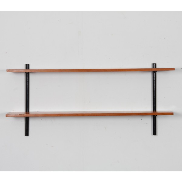 Vintage wood and metal shelf, 1960s - 