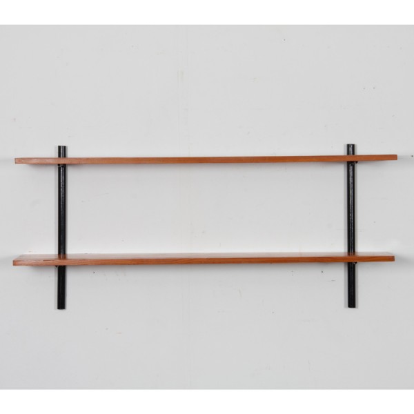 Vintage wood and metal shelf, 1960s - 