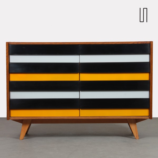 Yellow and black chest of drawers, model U-453, by Jiri Jiroutek, 1960s - Eastern Europe design