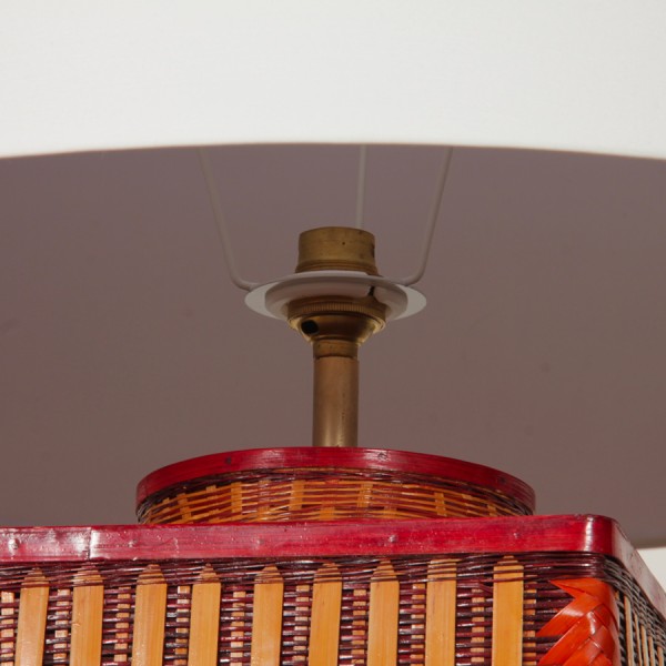 Grande lampe en vannerie vintage - 