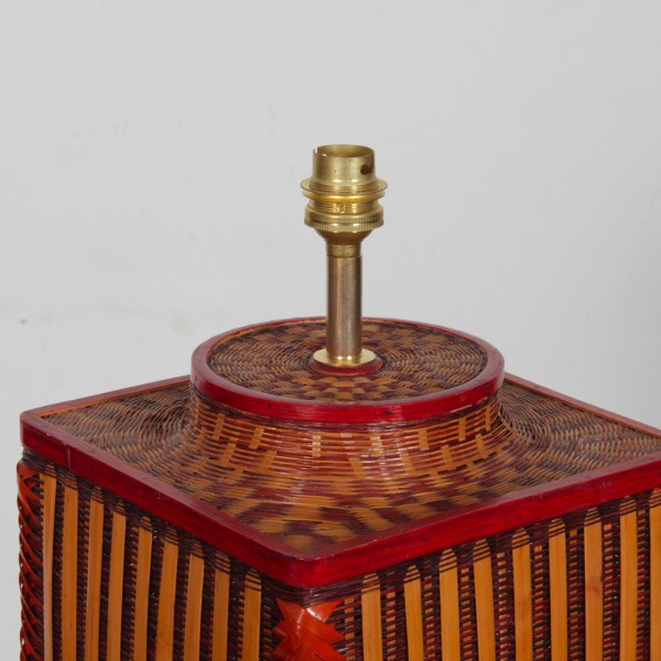 Grande lampe en vannerie vintage - 