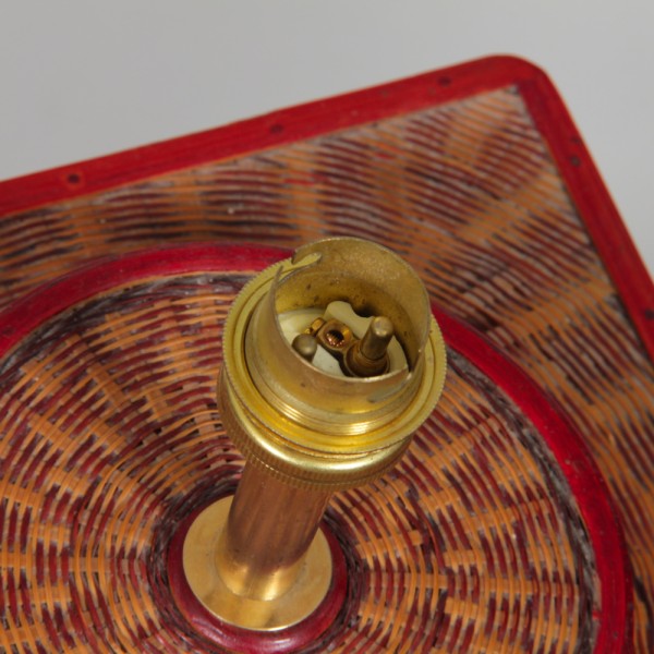 Grande lampe en vannerie vintage - 