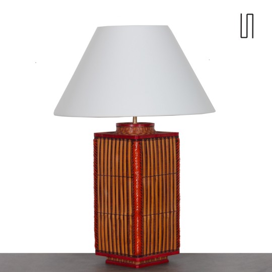Grande lampe en vannerie vintage - 