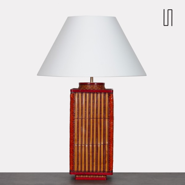 Grande lampe en vannerie vintage - 