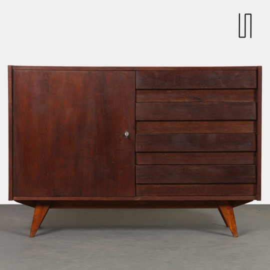 Vintage stained oak chest of drawers model U-458 by Jiri Jiroutek, 1960s - Eastern Europe design