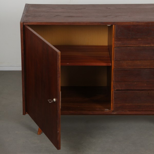 Vintage stained oak chest of drawers model U-458 by Jiri Jiroutek, 1960s - Eastern Europe design