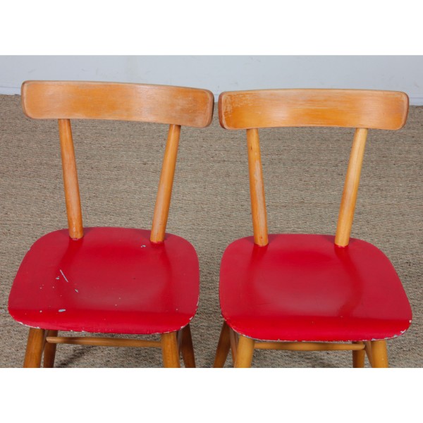 Set of four red chairs edited by Ton, 1960s - Eastern Europe design