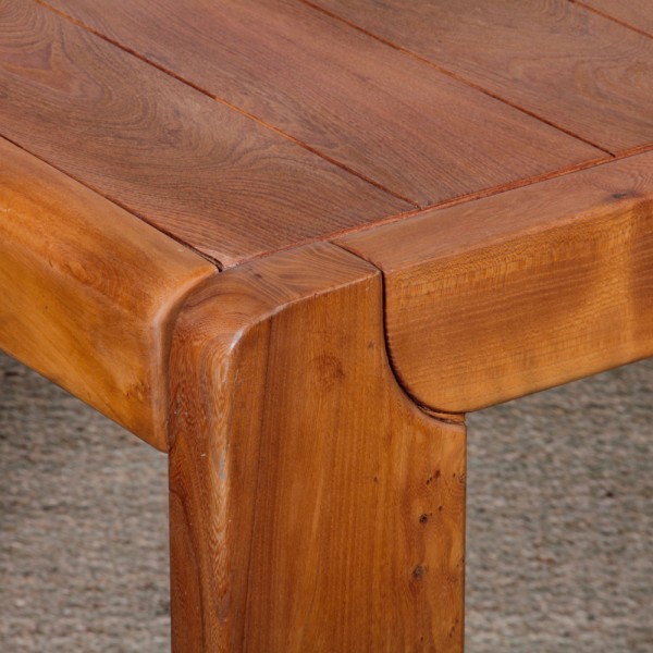 Table de repas en orme pour Maison Regain, 1970 - Design Français