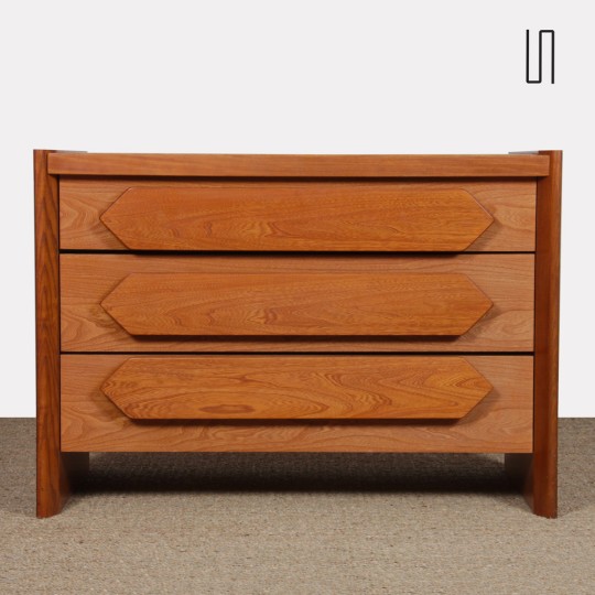 Vintage solid elm chest of drawers, 1980s - 