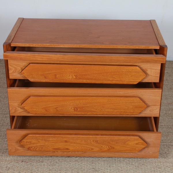 Vintage solid elm chest of drawers, 1980s - 