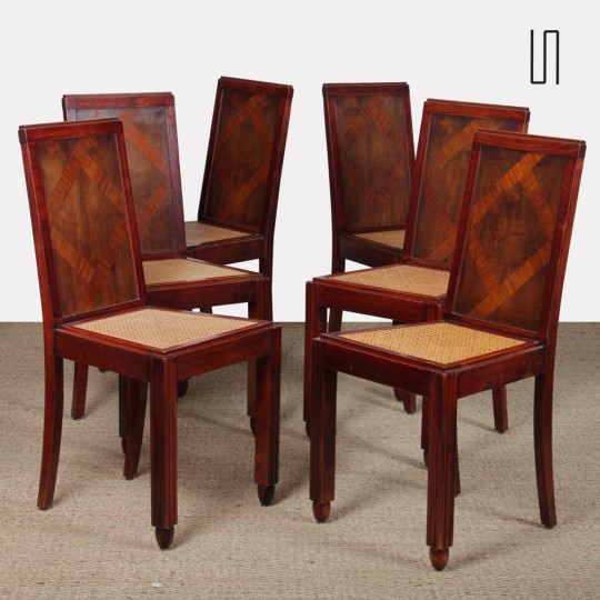 Suite of 6 wooden chairs from the 1930s-40s - 