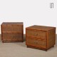 Pair of rattan and brass bedside tables, 1960s - 