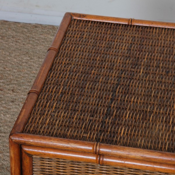 Pair of rattan and brass bedside tables, 1960s - 