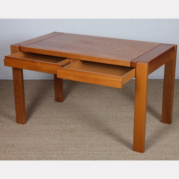 Solid elm desk from the 1980s - 