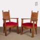 Paire de fauteuils en chêne massif des années 1940 - 