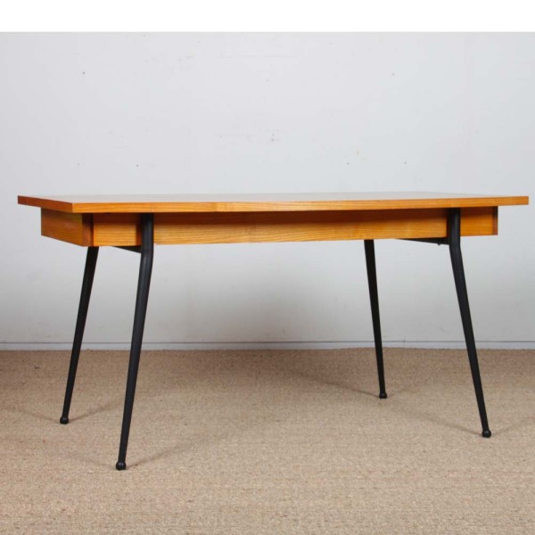 Vintage oak and metal dining table from the 1960s - 