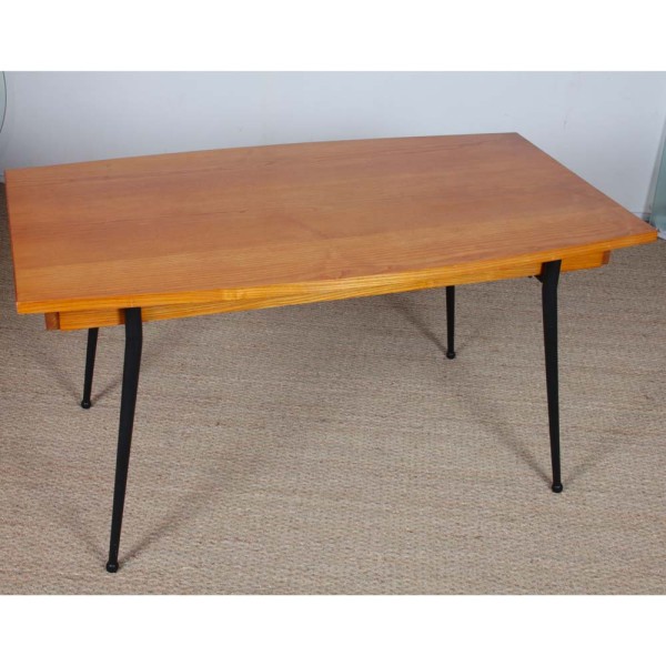 Vintage oak and metal dining table from the 1960s - 