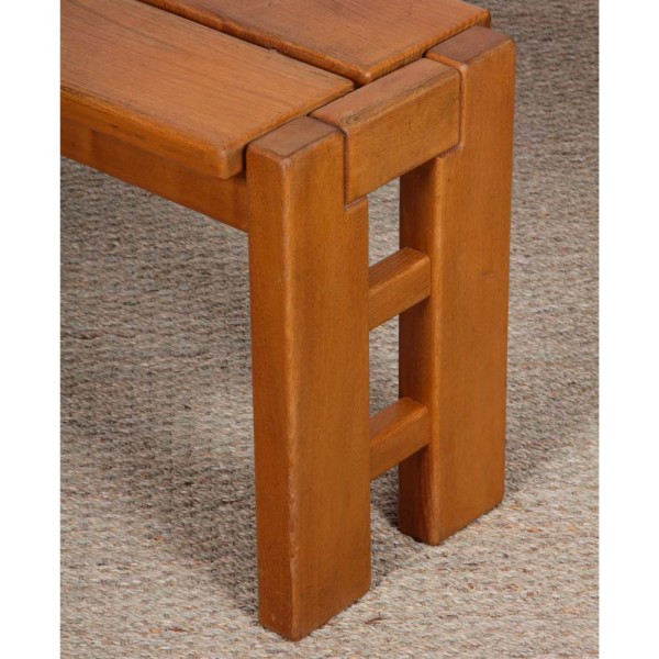 Vintage bench in solid elm, published by Maison Regain, 1980s - 