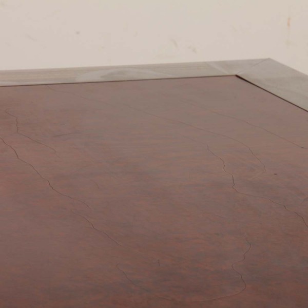 Coffee table in the Willy Rizzo style in burr wood and aluminum, 1970s - 