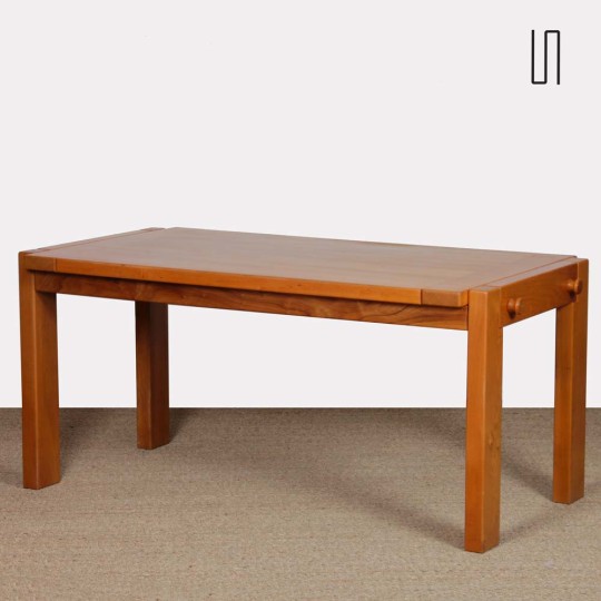 Solid elm dining table for Maison Regain, 1980 - French design