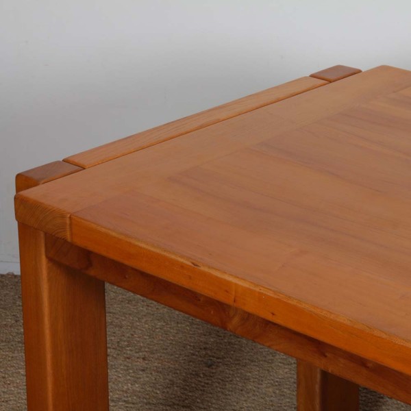 Solid elm dining table for Maison Regain, 1980 - French design
