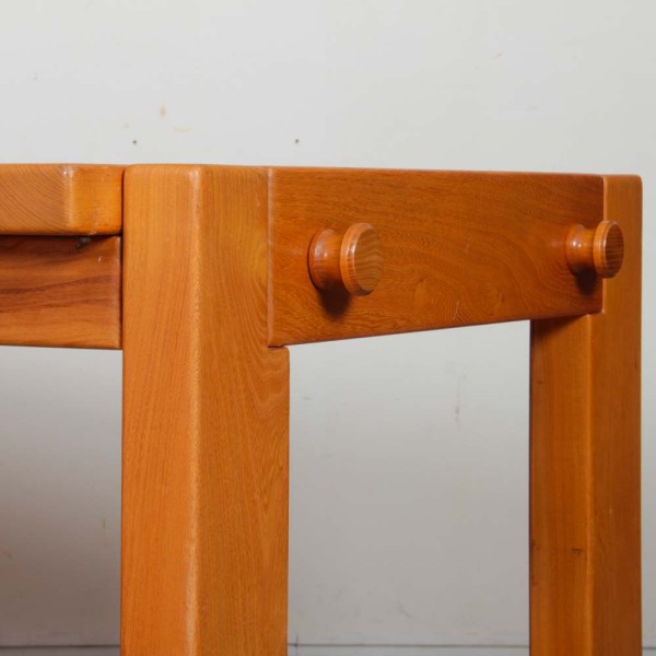 Solid elm dining table for Maison Regain, 1980 - French design