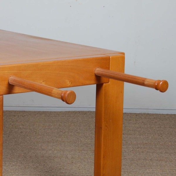 Solid elm dining table for Maison Regain, 1980 - French design