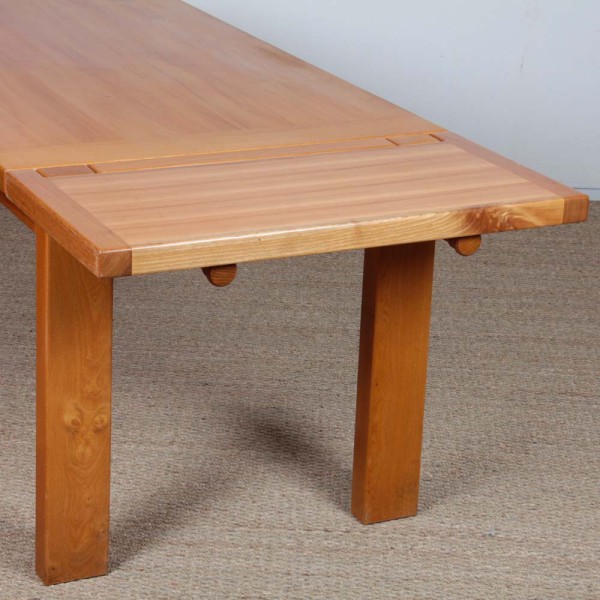 Solid elm dining table for Maison Regain, 1980 - French design