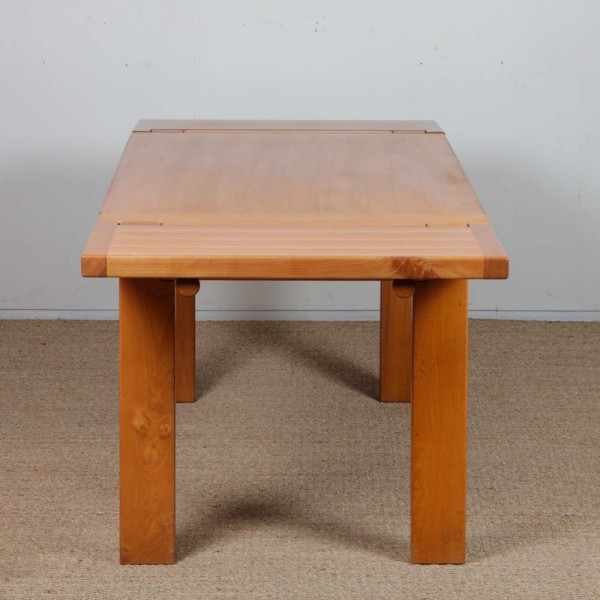 Solid elm dining table for Maison Regain, 1980 - French design