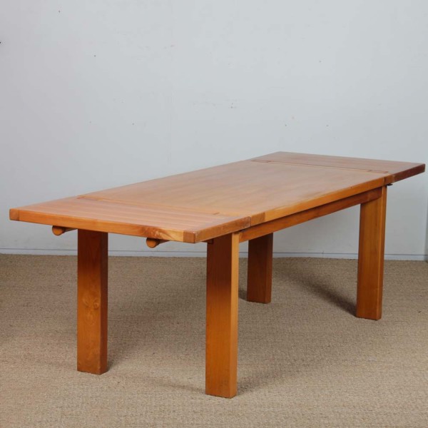 Solid elm dining table for Maison Regain, 1980 - French design