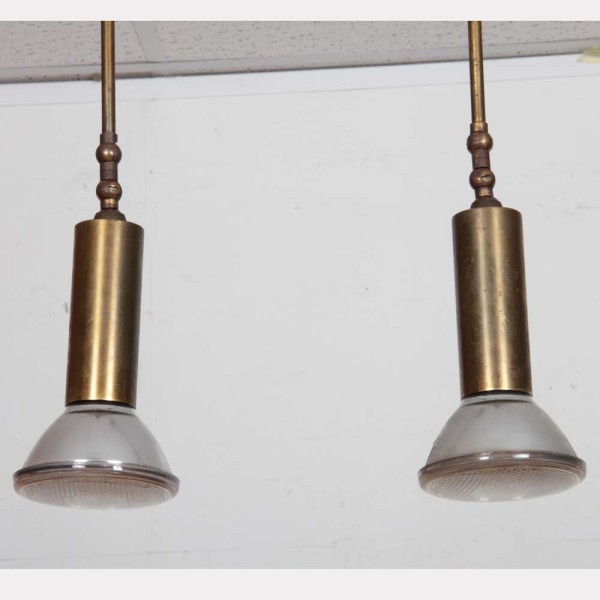 Paire de suspensions articulées, lampes industrielles du XXe siècle - 