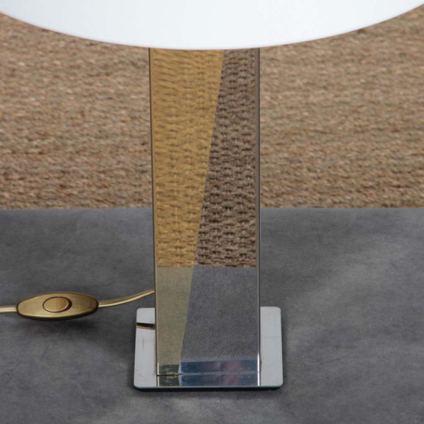 Grande lampe à poser en métal argenté et doré, 1980 - 