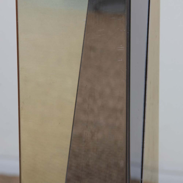 Grande lampe à poser en métal argenté et doré, 1980 - 