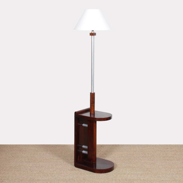 Modernist floor lamp in wood and chromed metal, attributed to DIM, 1930s - 