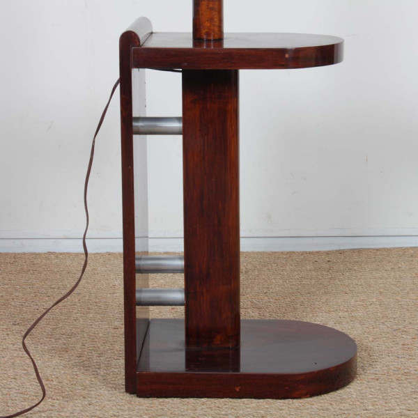 Modernist floor lamp in wood and chromed metal, attributed to DIM, 1930s - 