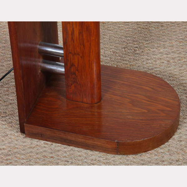 Modernist floor lamp in oak and chromed metal, attributed to DIM, 1930s - 