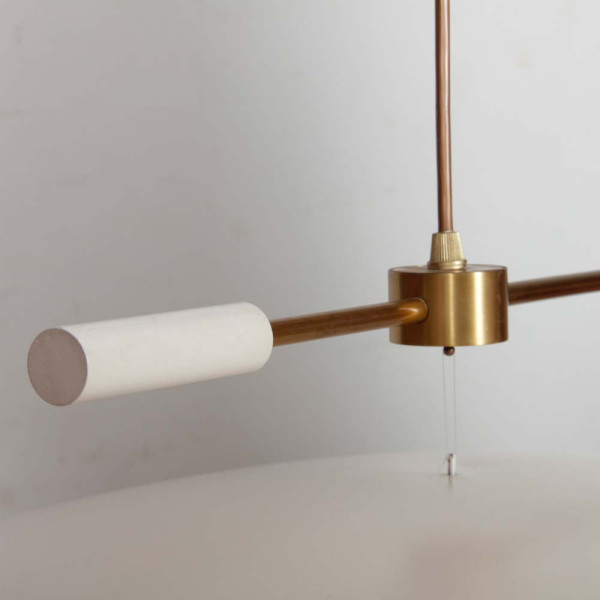 Metal suspension lamp edited by Lucien Gau, 1980s - 