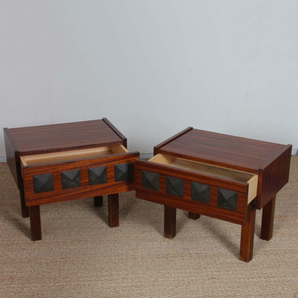 Pair of vintage 1960s wooden bedside tables - 