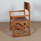 Fauteuil bridge vintage en bois massif et cuir, 1980 - 