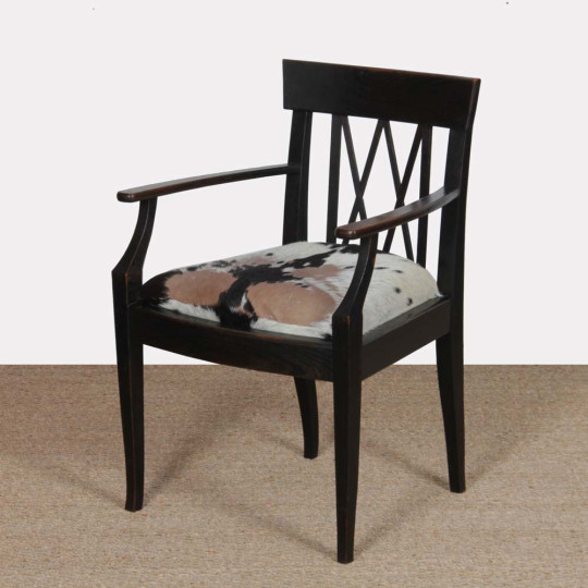 Wood and hide bridge chair, early 20th century - 