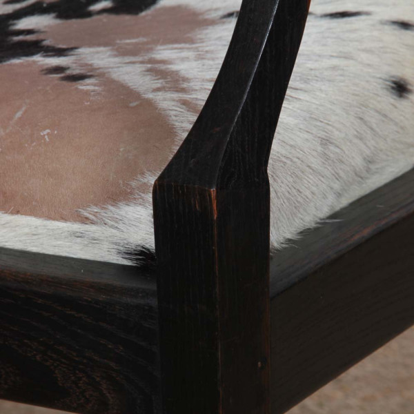 Fauteuil bridge en bois et peau, travail du début du XXe siècle - 