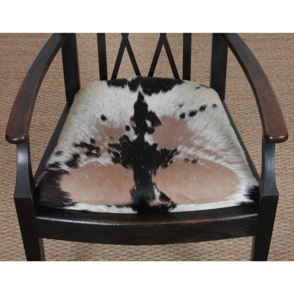 Fauteuil bridge en bois et peau, travail du début du XXe siècle - 