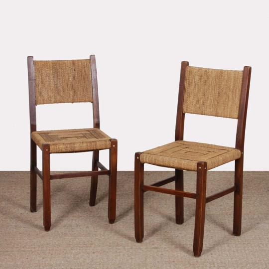 Paire de chaises rustiques en bois et corde, 1940 - 