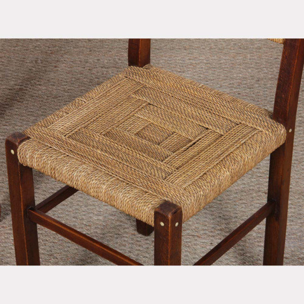 Paire de chaises rustiques en bois et corde, 1940 - 