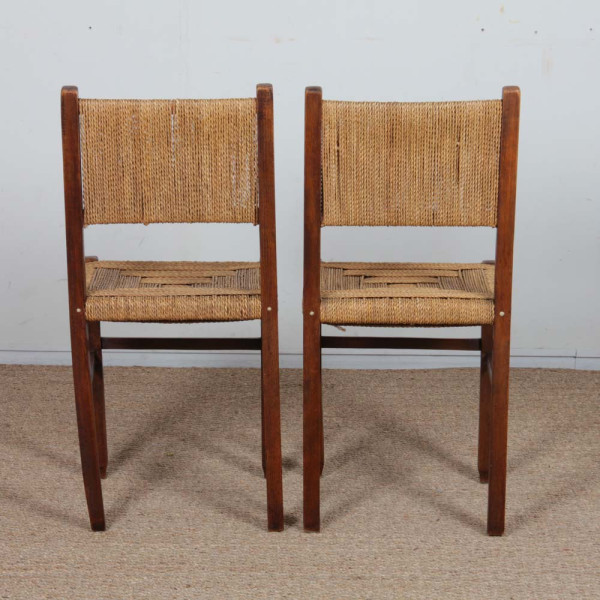Paire de chaises rustiques en bois et corde, 1940 - 