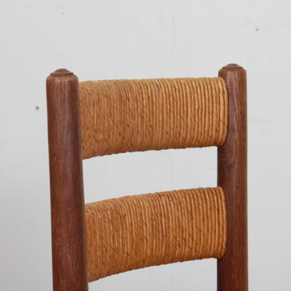 Ensemble de 4 chaises paillées en bois, travail français, 1950 - 