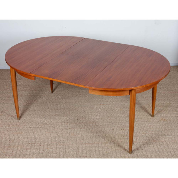 Table de repas ronde et extensible en bois, 1960 - 