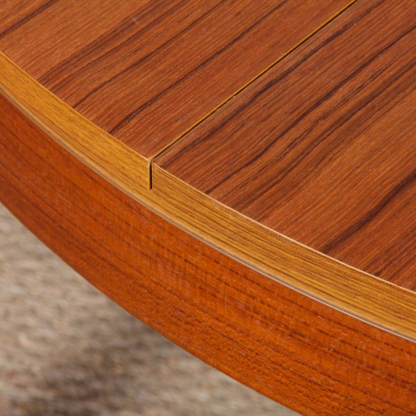 Extendable round teak dining table, 1970 - 