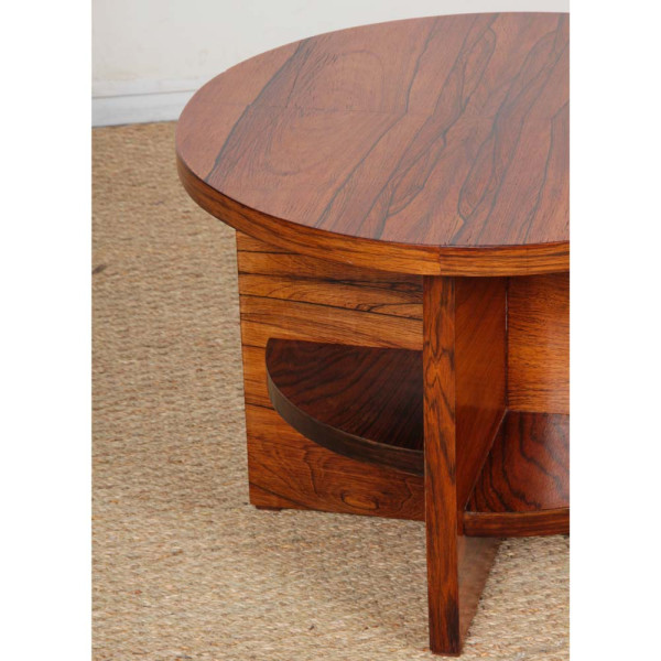Round coffee table in walnut and rosewood, 20th century - 
