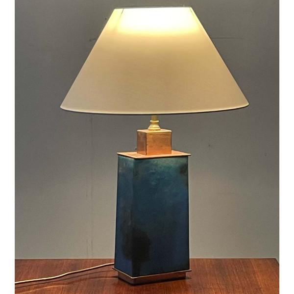 Enamelled metal table lamp from the 1950s - 